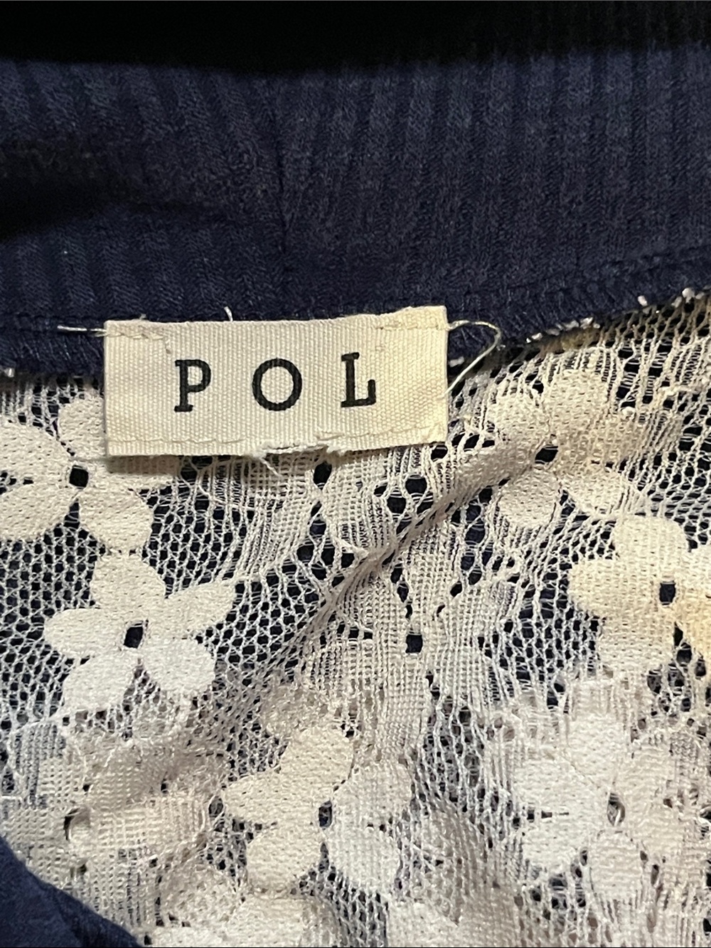 POL Navy Blue Floral Peace Sign Hoodie Blouse - Picture 4 of 6